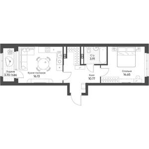 1-к квартира, строящийся дом, 47м2, 7/16 этаж