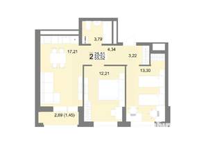 2-к квартира, вторичка, 56м2, 20/22 этаж