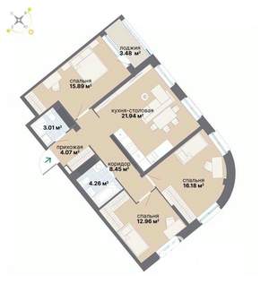 3-к квартира, вторичка, 90м2, 24/26 этаж