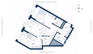 2-к квартира, вторичка, 67м2, 18/31 этаж