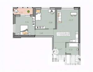 2-к квартира, строящийся дом, 65м2, 9/33 этаж