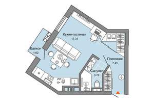 Студия квартира, вторичка, 29м2, 4/8 этаж