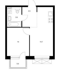 1-к квартира, вторичка, 34м2, 21/25 этаж