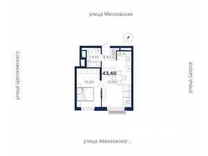 1-к квартира, вторичка, 43м2, 14/30 этаж