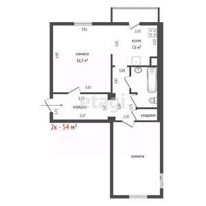 2-к квартира, вторичка, 54м2, 3/5 этаж