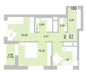 2-к квартира, вторичка, 49м2, 20/24 этаж