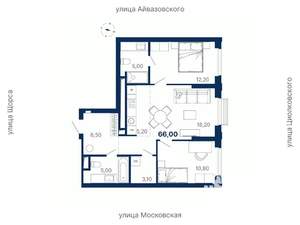 2-к квартира, вторичка, 66м2, 24/29 этаж