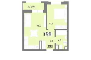 1-к квартира, вторичка, 39м2, 22/26 этаж