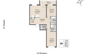 2-к квартира, вторичка, 88м2, 3/28 этаж