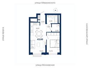 1-к квартира, вторичка, 44м2, 20/29 этаж