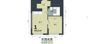 1-к квартира, вторичка, 30м2, 8/15 этаж