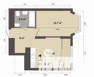 1-к квартира, вторичка, 40м2, 7/23 этаж