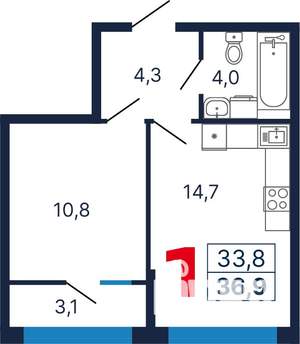 1-к квартира, вторичка, 37м2, 3/7 этаж