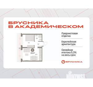 1-к квартира, вторичка, 37м2, 8/9 этаж