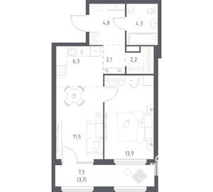 1-к квартира, вторичка, 49м2, 2/31 этаж
