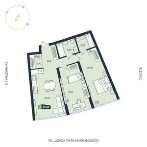 2-к квартира, строящийся дом, 82м2, 2/31 этаж