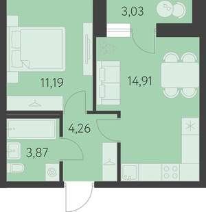 1-к квартира, вторичка, 36м2, 2/25 этаж