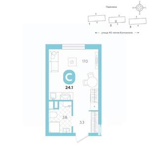 Студия квартира, вторичка, 24м2, 2/20 этаж