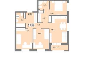 3-к квартира, вторичка, 77м2, 26/26 этаж
