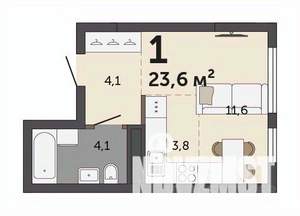 Студия квартира, строящийся дом, 24м2, 23/30 этаж