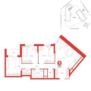 4-к квартира, вторичка, 77м2, 16/24 этаж