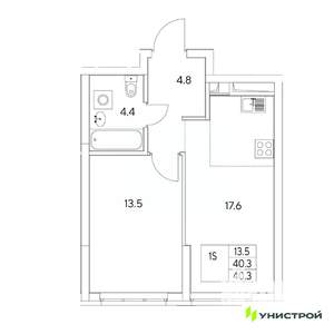 1-к квартира, вторичка, 40м2, 2/31 этаж