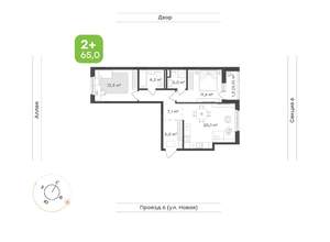 2-к квартира, вторичка, 65м2, 6/17 этаж