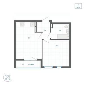 1-к квартира, вторичка, 43м2, 21/32 этаж