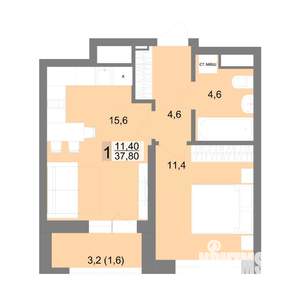 1-к квартира, вторичка, 38м2, 23/25 этаж