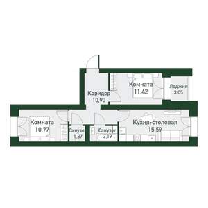 2-к квартира, вторичка, 53м2, 3/4 этаж