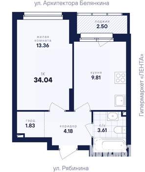 1-к квартира, вторичка, 34м2, 4/26 этаж