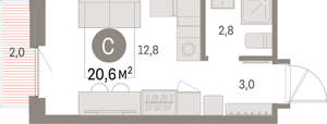 Студия квартира, вторичка, 21м2, 3/9 этаж