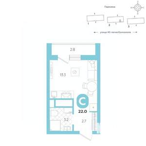 Студия квартира, вторичка, 22м2, 3/20 этаж