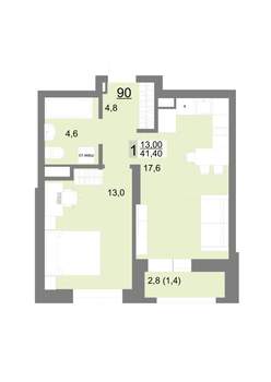 1-к квартира, вторичка, 41м2, 11/26 этаж