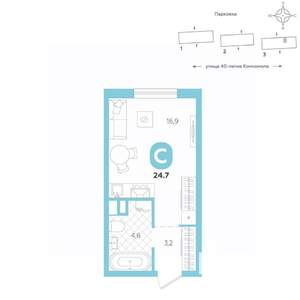 Студия квартира, вторичка, 25м2, 2/16 этаж
