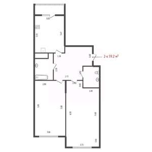 2-к квартира, вторичка, 59м2, 7/15 этаж