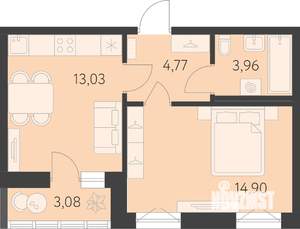 1-к квартира, вторичка, 38м2, 8/25 этаж