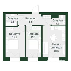 2-к квартира, вторичка, 62м2, 3/4 этаж