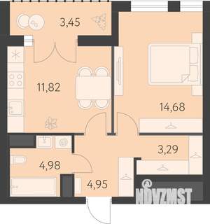 1-к квартира, вторичка, 41м2, 9/16 этаж