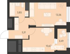 1-к квартира, вторичка, 35м2, 13/14 этаж