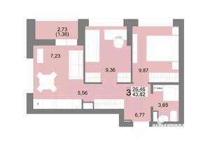 3-к квартира, вторичка, 47м2, 11/27 этаж