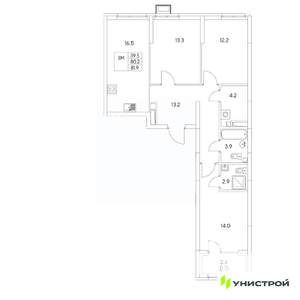3-к квартира, вторичка, 82м2, 8/31 этаж