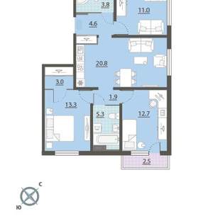 3-к квартира, вторичка, 77м2, 12/24 этаж