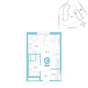 Студия квартира, вторичка, 29м2, 11/24 этаж