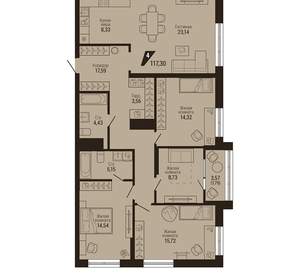 4-к квартира, вторичка, 117м2, 18/23 этаж