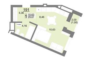 Студия квартира, вторичка, 30м2, 21/22 этаж