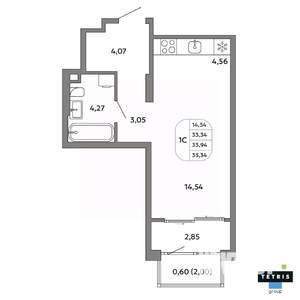 Студия квартира, вторичка, 34м2, 15/32 этаж