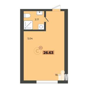 Студия квартира, вторичка, 27м2, 9/20 этаж