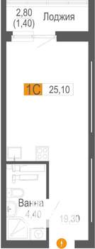 Студия квартира, строящийся дом, 25м2, 3/25 этаж