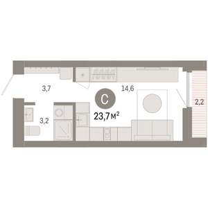 Студия квартира, вторичка, 24м2, 10/16 этаж